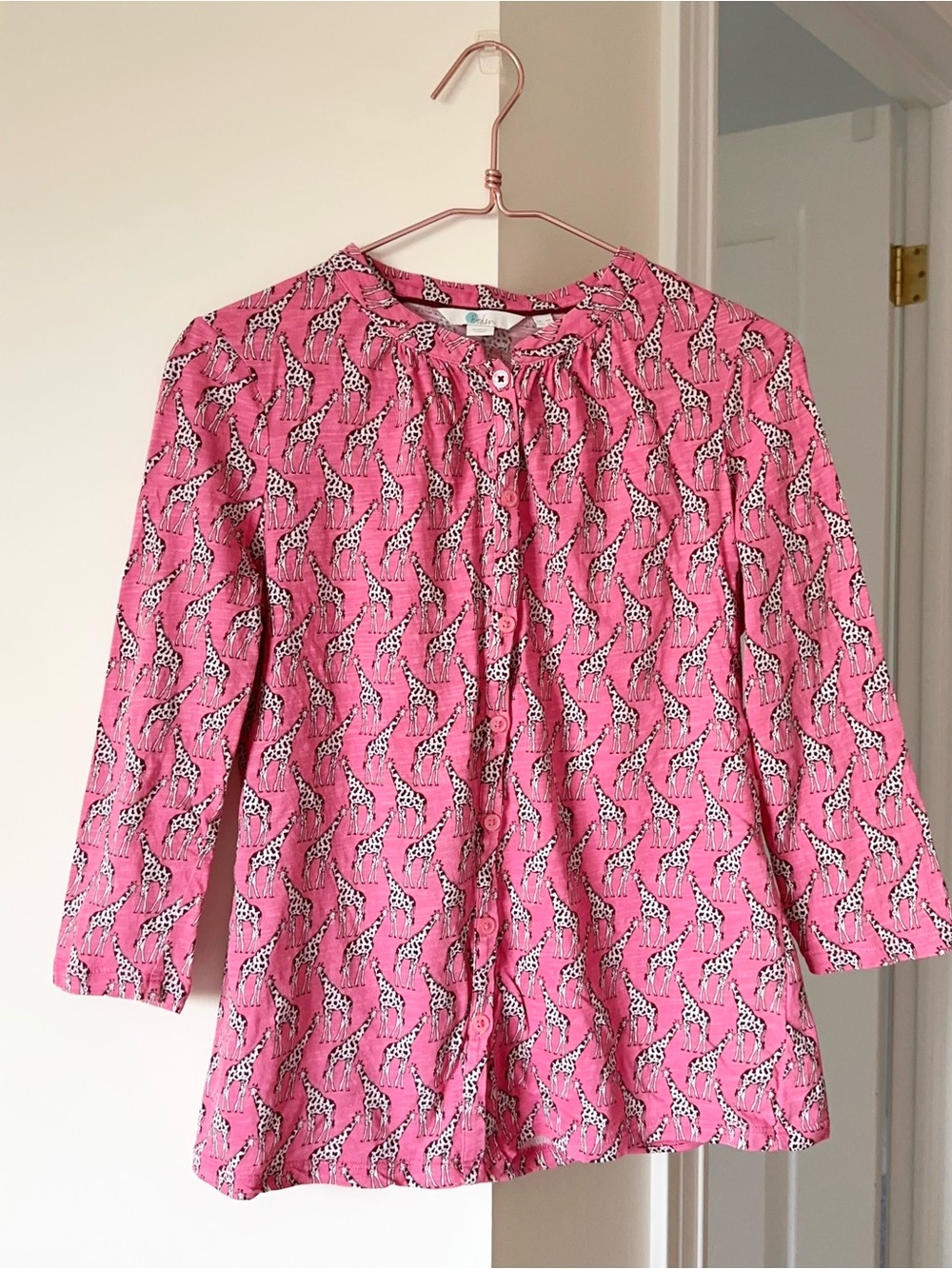 Boden 3/4 Sleeve Button-Down Jersey Shirt